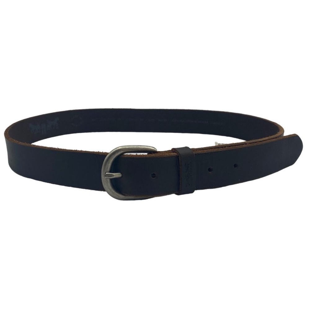 Levis Strauss Brown Full Grain Bovine Leather Belt Silver Rounded Buckle